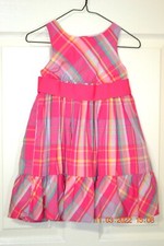 Chaps R Lauren 4/4T girls dress pink plaid Easter spring slvless ruffled lined