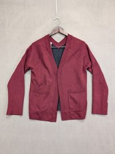 Lululemon Womens 8 Cardigan Sweater Sit in Lotus Wrap II Red Marron Merino Wool