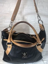 I Medici Firenze  Vintage Black & Tan leather Handbag Shoulder Bag Made In Italy