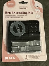 Sheer Simplicity Bra Extending Kit 7pc Black Extension, Convertible Clip Straps