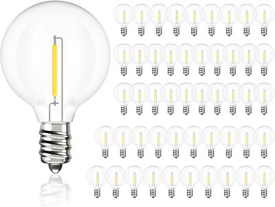 25/50stk E12 LED Glühbirne 1W Warmweiß 2200K G40 Led Lampe Außen Globe Klar Glas