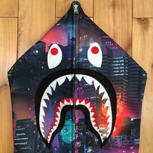 BAPE Neon Tokyo shark full zip hoodie A Bathing Ape Size XL