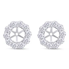1 1/2 Ct Lab Created Moissanite Halo Earring Studs Jackets Fits 14K Solid Gold