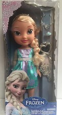 Image of Disney Frozen Elsa Toddler Doll includes Tiara Hairbrush Mirror Necklace