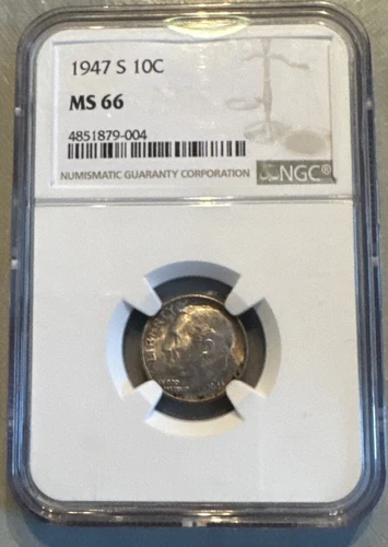 1947 S Roosevelt Silver Dime 10C NGC MS66