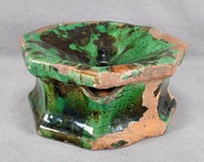 Late 19th Century Shenandoah Valley Multiglazed Green & Brown Redware Spitoon