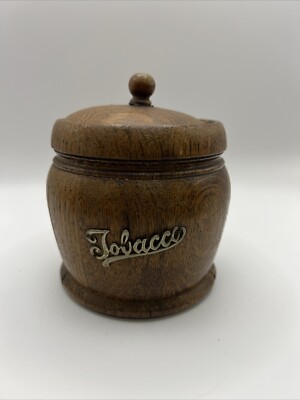 British Antique Oak Tobacco Barrel Case 1940s, Beautiful Grain, 4 Inch Diameter