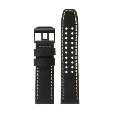 DASSARI 23mm Leather Carbon Fiber Replacement Watch Band Strap for Luminox Evo