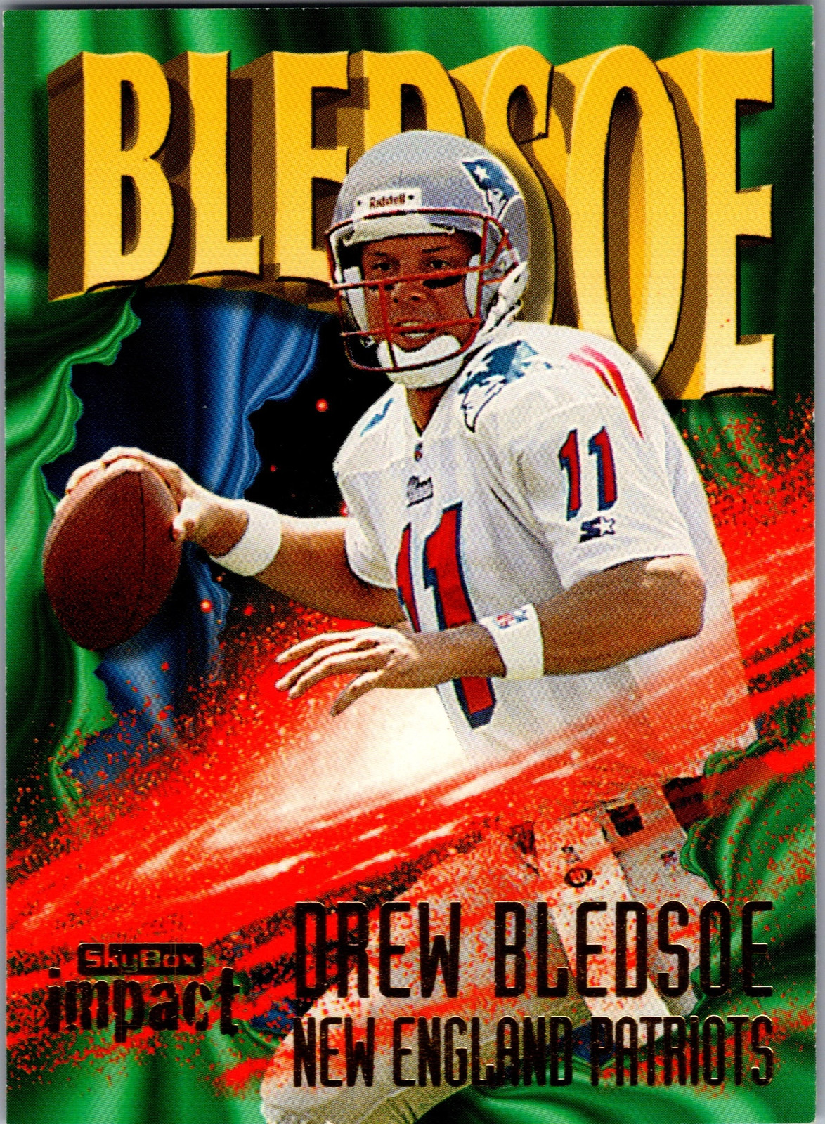 1997 Drew Bledsoe SkyBox Impact #11 New England Patriots Football LP
