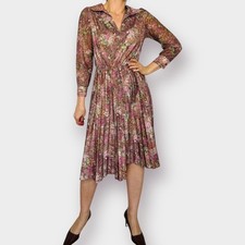 70s Purple and Brown floral day dress