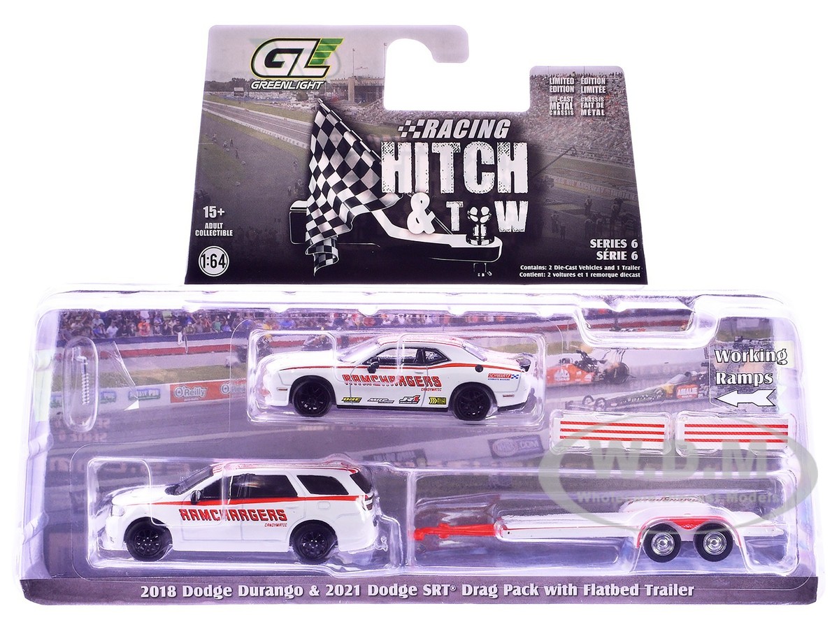 2018 DODGE DURANGO & 2021 CHALLENGER SRT W/TRAILER 1/64 BY