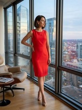 J. Crew Dress Size 4 NWT Red Sleeveless Lined Sheath Work Business