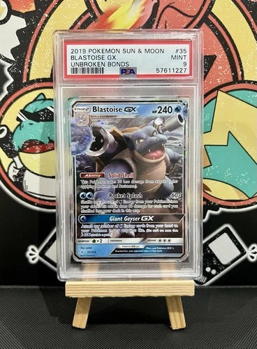 Pokémon TCG Blastoise GX Unbroken Bonds 35/214 Holo Ultra Rare PSA 9