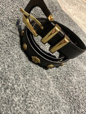 Gianni Versace Vintage Medusa Studded Leather Belt Black 28mm Adjustable