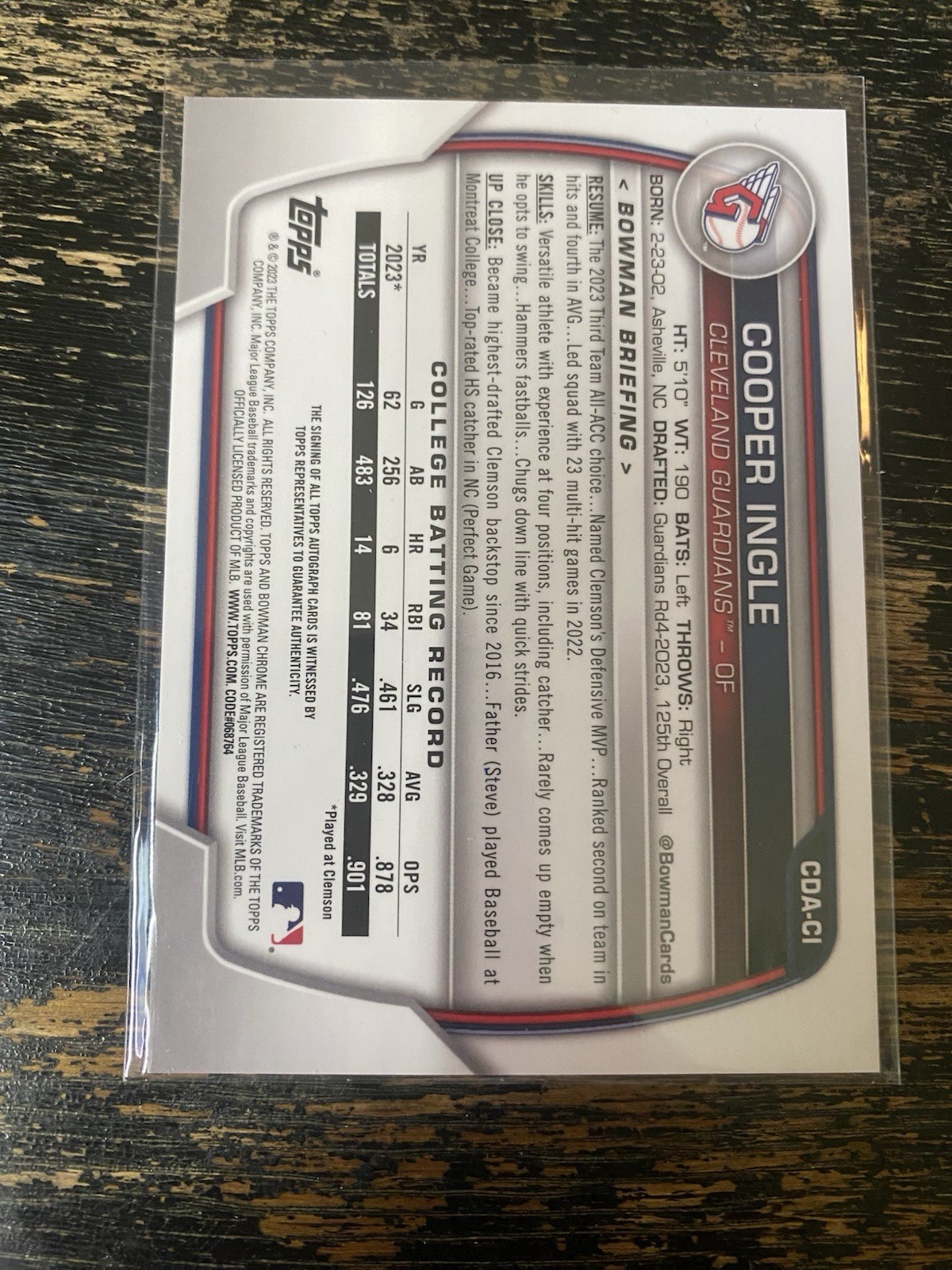 2023 Bowman Chrome Draft 1st Cooper Ingle Auto W/ Sparkle /Sapphire/ Refractor  view 3