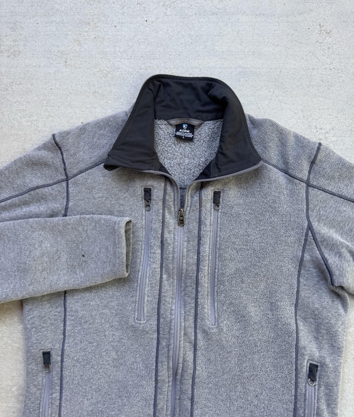 Men's Kuhl Interceptr Full Zip Fleece Jacket Large Gray Hiking Outdoor