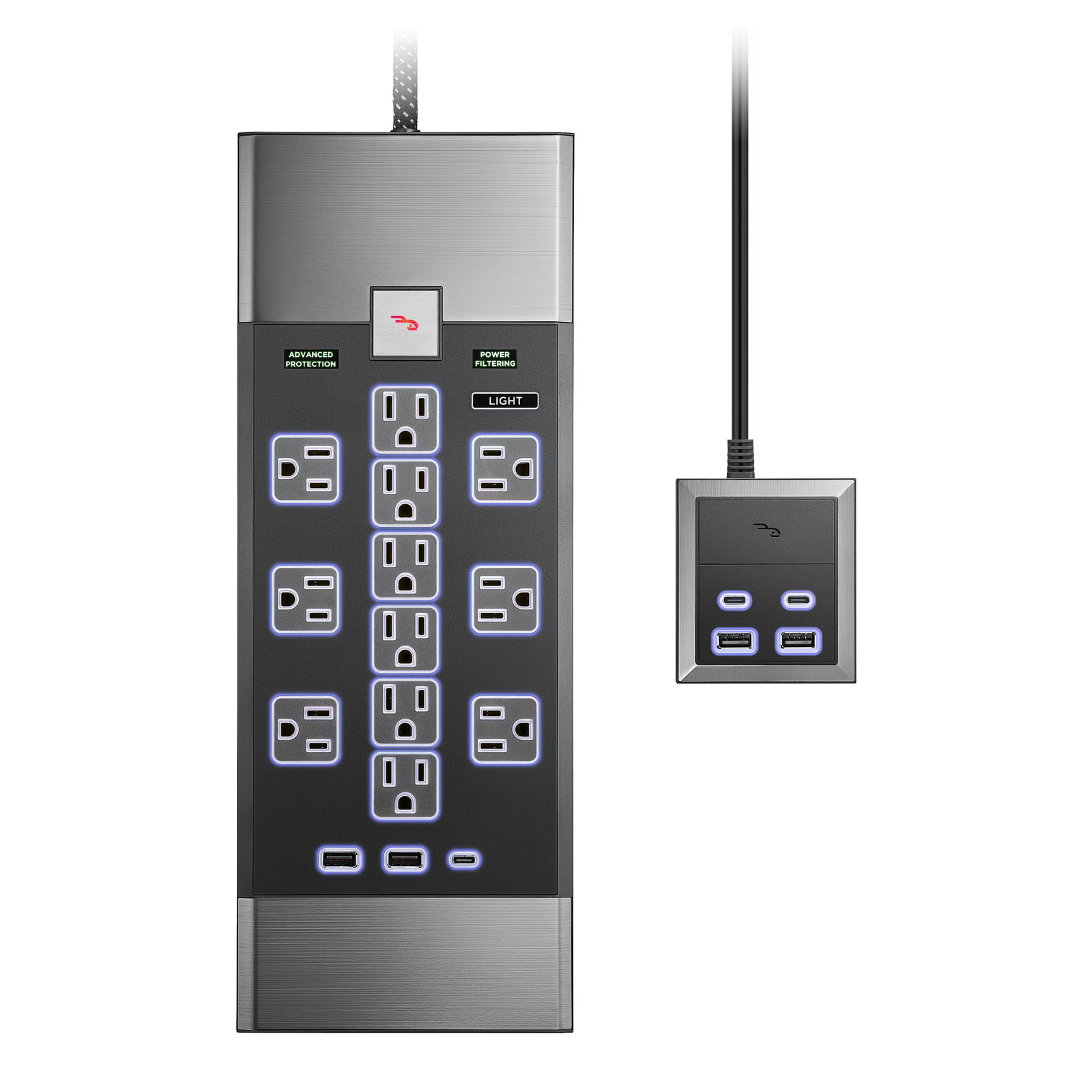 Сетевой фильтр Rocketfish на 12 розеток мощностью 5280 джоулей с разъемами USB и USB-C - Черный 37890₽