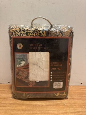 Fancy Collection 3 pcs Bedspred Bed Cover, Brown Beige Safari Tiger