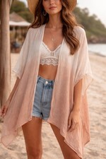 FREE PEOPLE Dip Dye Open Front Kimono BOHO size OS
