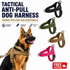 Tactical Dog Harness No Pull 1000D Nylon Large Dogs Handle Reflective Vest
