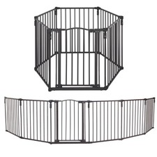 3-in-1 Metal Baby Play Yard  Gate - 6 Panel Playpen, Extra Wide Fence, 30" Tall