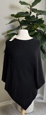 RACHEL ZOE 100 2-Ply Cashmere Basic Pointed Poncho Black Shawl NWT