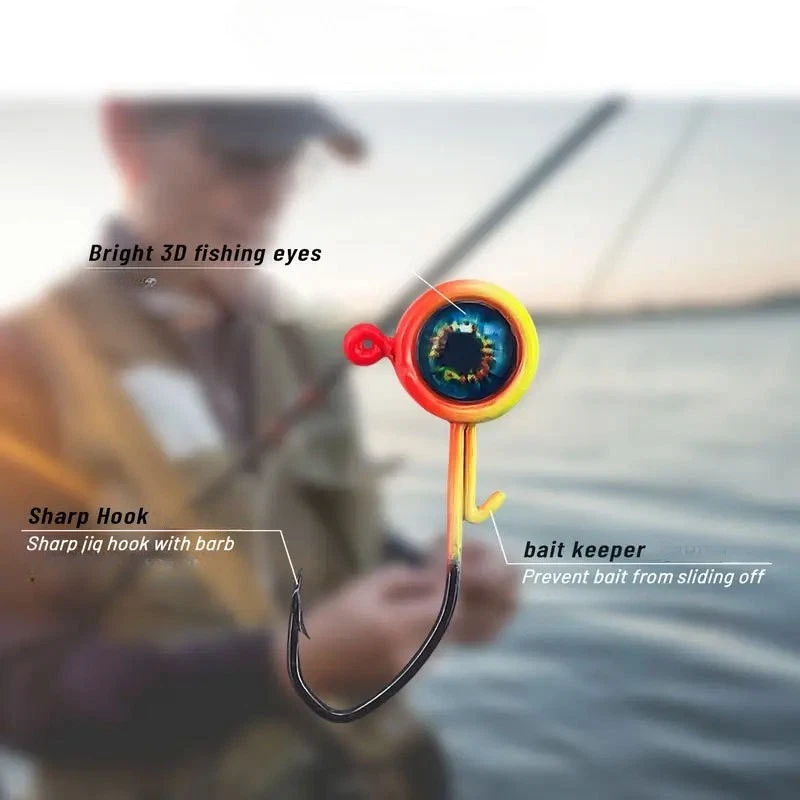 25 Stück Crappie Jigköpfe Angeln Jighaken mit 3D Augen Swimbait 1/32 1/16... - Bild 3 von 4