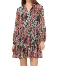 NEW Vince Camuto V-Neck Floral Tiered Ruffle Flowy Chiffon Dress Size Small