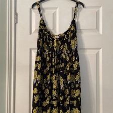 Michael Kors Black and Sunflower Yellow Sleeveless Maxi Dress Tiered Size L