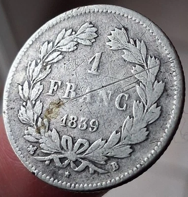 Monnaie recherchée 1 Franc 1839 B Louis Philippe - Photo 1/4
