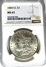 1884 CC $1 Morgan Silver One Dollar MS63 NGC Carson City
