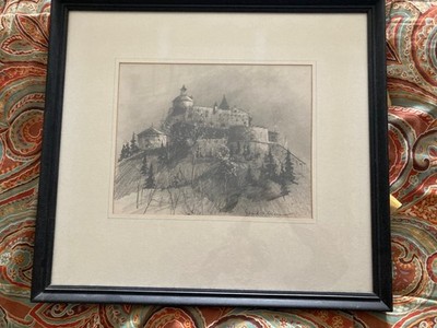 Krásna Hôrka Castle (Slovakia) drawing by  Gerhard Carl Frederick Miller