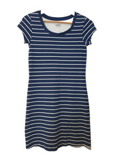 BAM Ladies UK 8 Dress Navy Blue White Stripe Bamboo Viscose Stretch Holiday