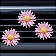 3PCS Pink Flower Car Air Vent Clip, Dashboard Air Conditioner Outle Size: Pink