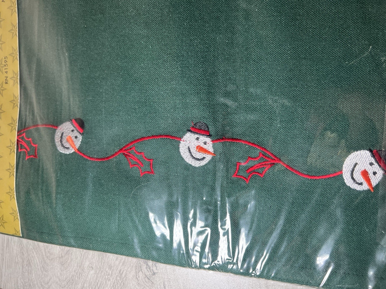 Holiday At Cotton Park Cottage Green Snowman Table Runner 72 Inch 