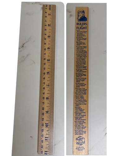 Single 12 Inch Wood Ruler Amelia Earhart Rulers of Flight Made in USA 10601907