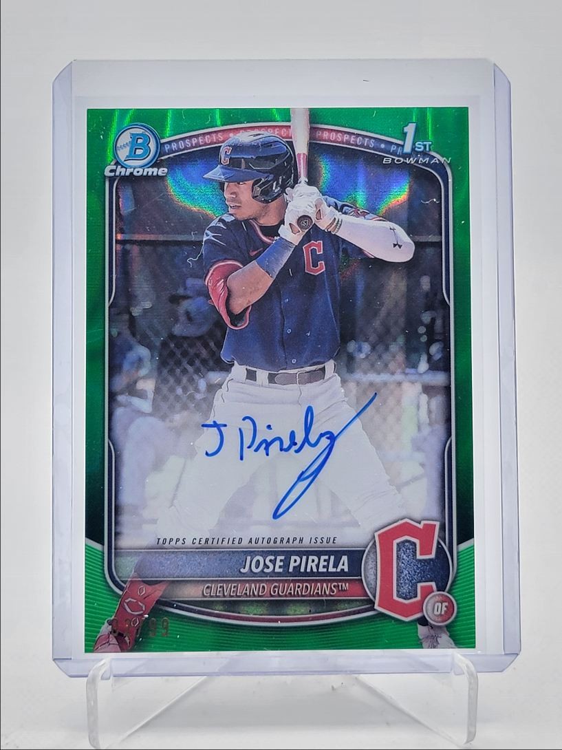 JOSE PIRELA 2025 BOWMAN CHROME 1ST GREEN LAVA REFRACTOR AUTO /99 Q4519