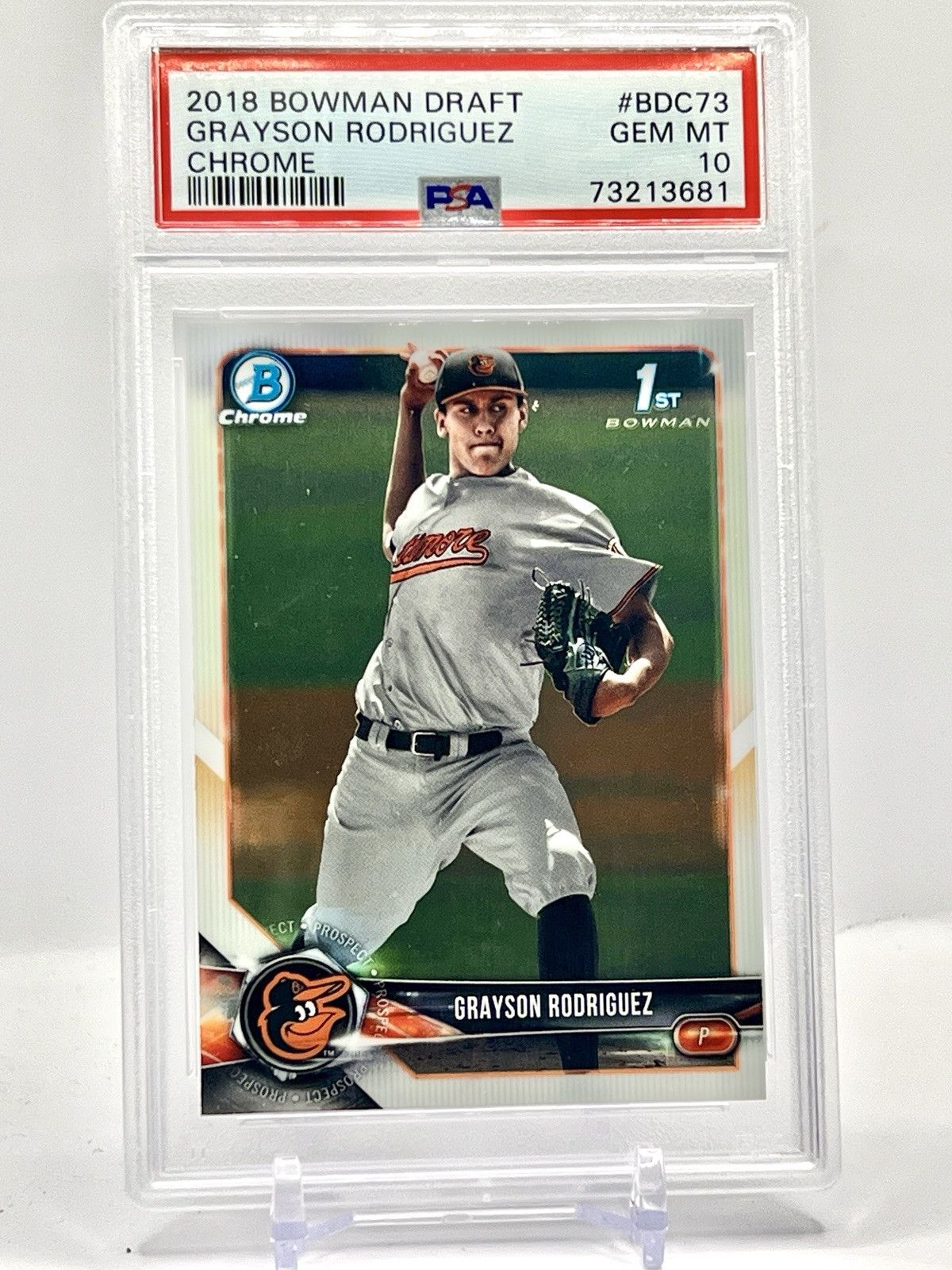 2018 Bowman Draft Chrome Grayson Rodriguez RC PSA 10 Baltimore Orioles BDC-73