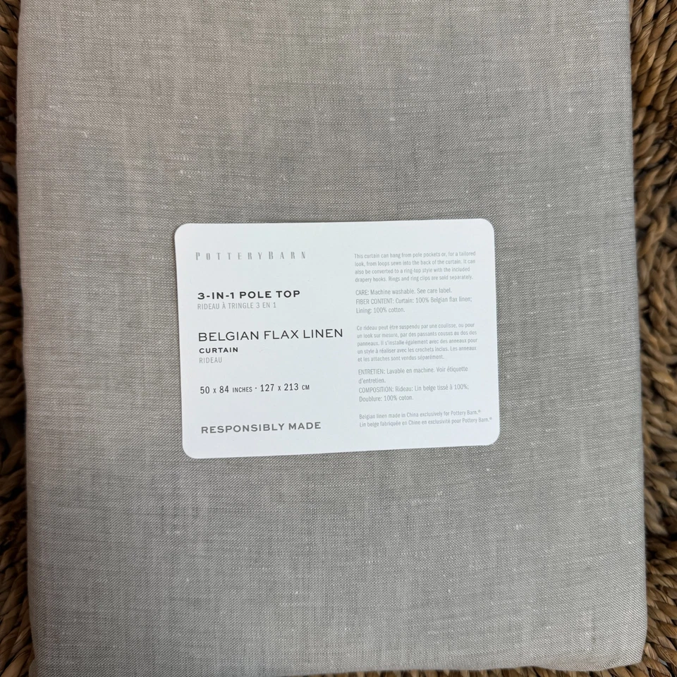 CORTINA DE LINO BELGA GRANERO DE CERÁMICA 50" X 84" ~ FILTRO DE LUZ DE BAMBÚ Foto 2 de 4