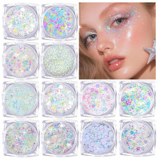 Body Glitter Face Glitter, Hair Glitter for Kids, 12 Shapes Fine Chunky Glitter