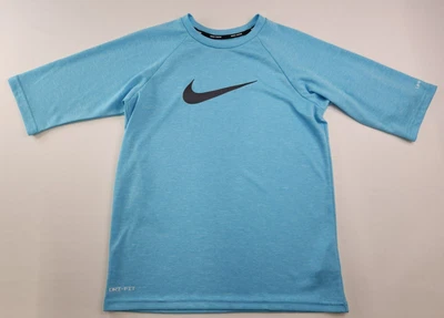 Nike Swim Dri-Fit Boys Blue Hydro Half Sleeve Rash Guard Swim Shirt Size M - Image 1 of 4