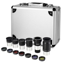 1.25"Telescope 5 Plossl Eyepieces,7 Filter Set, 2X Barlow Lens,Sturdy Carry Case