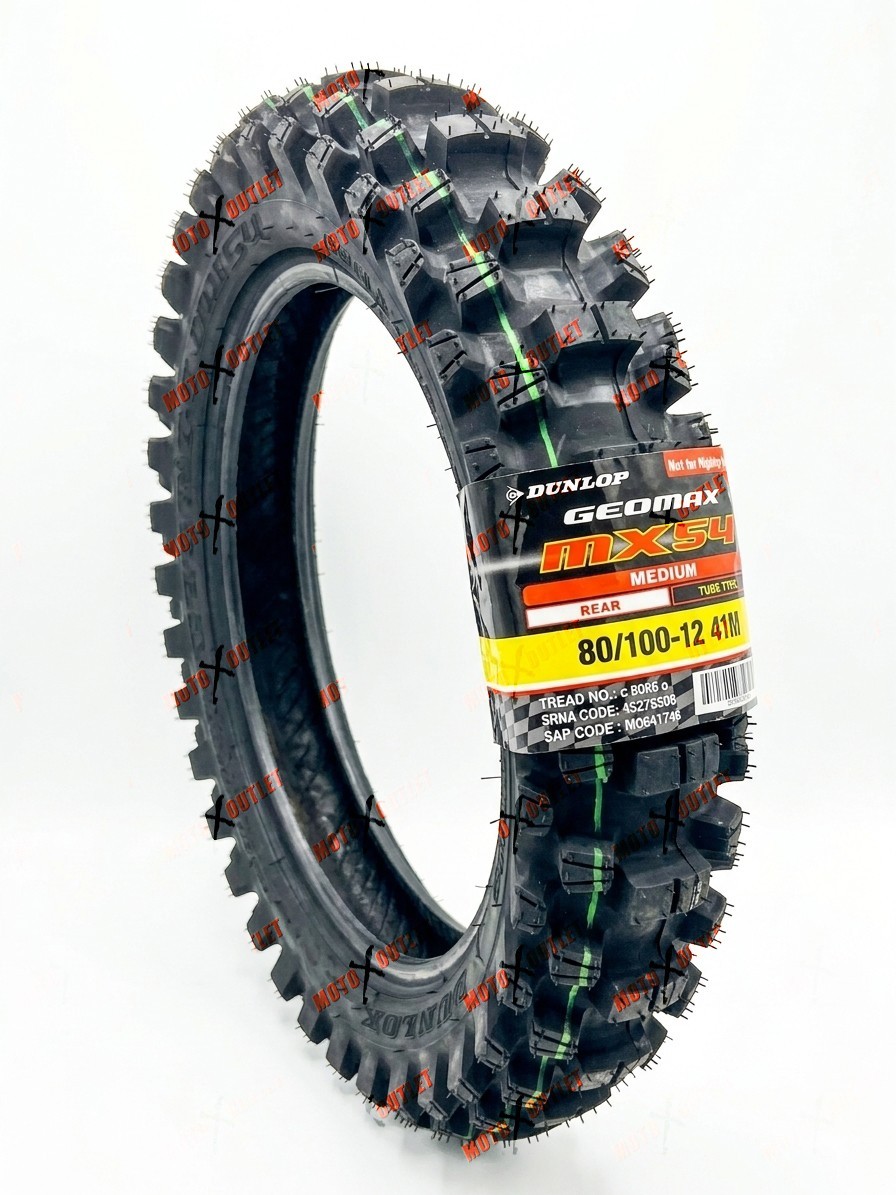 Dunlop MX54 80/100-12 Tire Rear Geomax Motorcycle 80-100-12 KLX