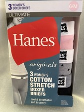 NEW Hanes Ultimate Original 3 Pack Cotton Stretch BOXER BRIEFS Size Medium 6
