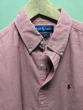 Vintage Polo Ralph Lauren Blake Oxford Shirt Large Red  White Hounds' Tooth