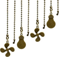 Ceiling Fan Pull Chain Set - 4 Piece Bulb and Fan Pattern Extension Pendant