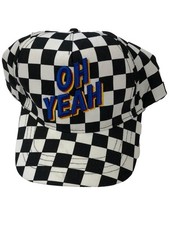 Boys Black  White Checked Oh Yeah Snap Back Baseball Cap Ball Hat