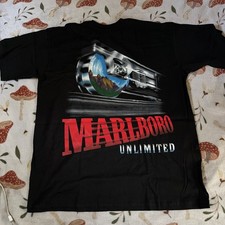 Vintage 90s Marlboro Unlimited Railroad Train Pocket Tee Black Shirt Men’s XL