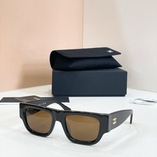 Chanel 5572 Rectangle Square Sunglasses Black Frame Brown Lens 52-20-140MM NEW