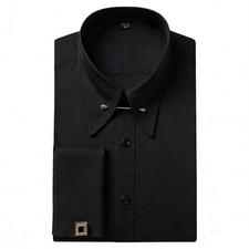 Mens Dress Shirts Luxury Business French Cuff Bamboo Formal Wedding Shirts Tops